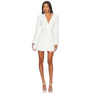 Amanda Uprichard Parnell With Silk Flowers Blazer Mini Dress Ivory M